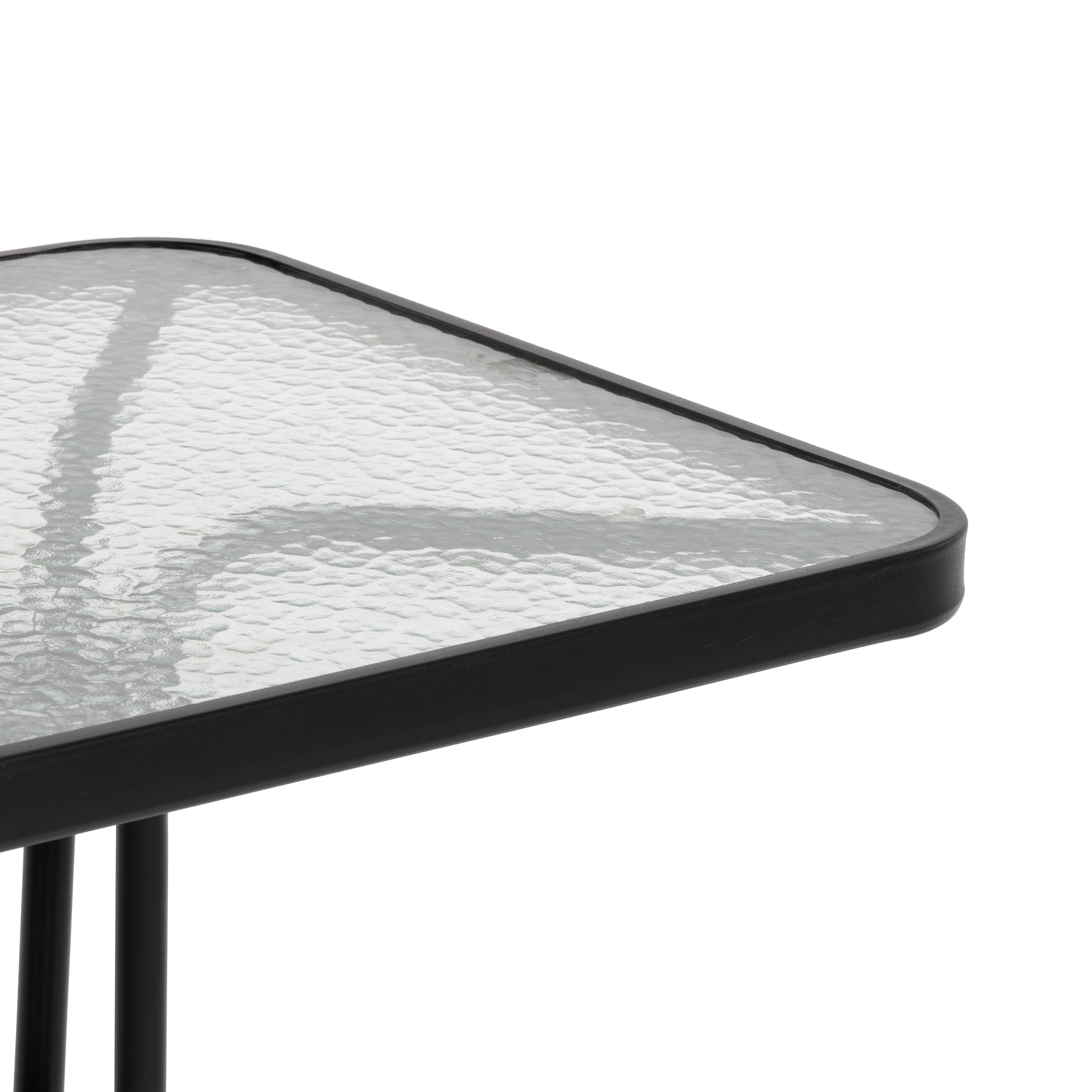 VESTIAMO CASA GIARDINO - Tavolo da giardino Quadrato nero con top in vetro - h70x60x60 cm